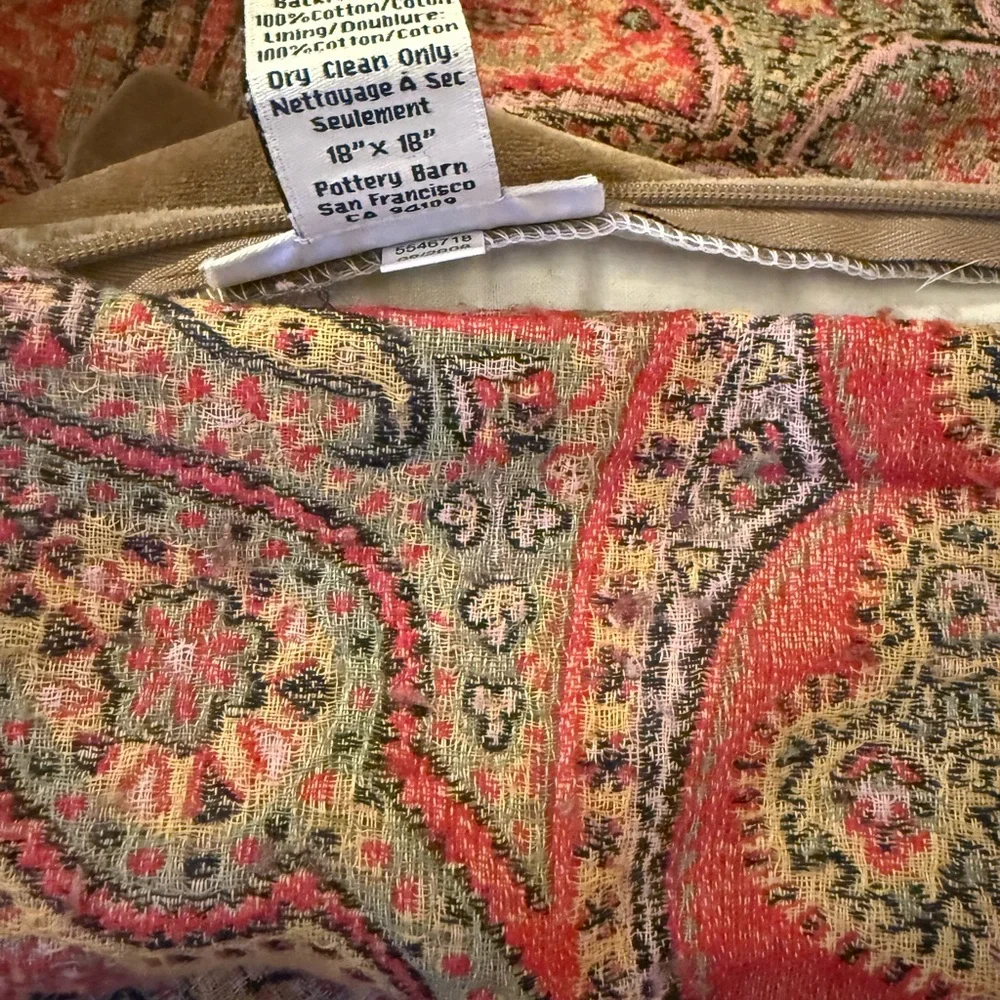Set of 5 Pottery Barn Jacquard Paisley and Velvet Pillow Covers - Multicolor